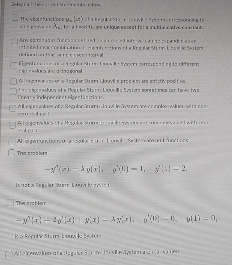 Select all the correct statements below. The