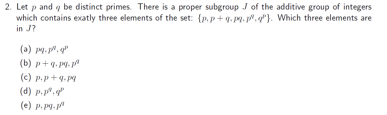 2. Let p and q be distinct primes. There is a