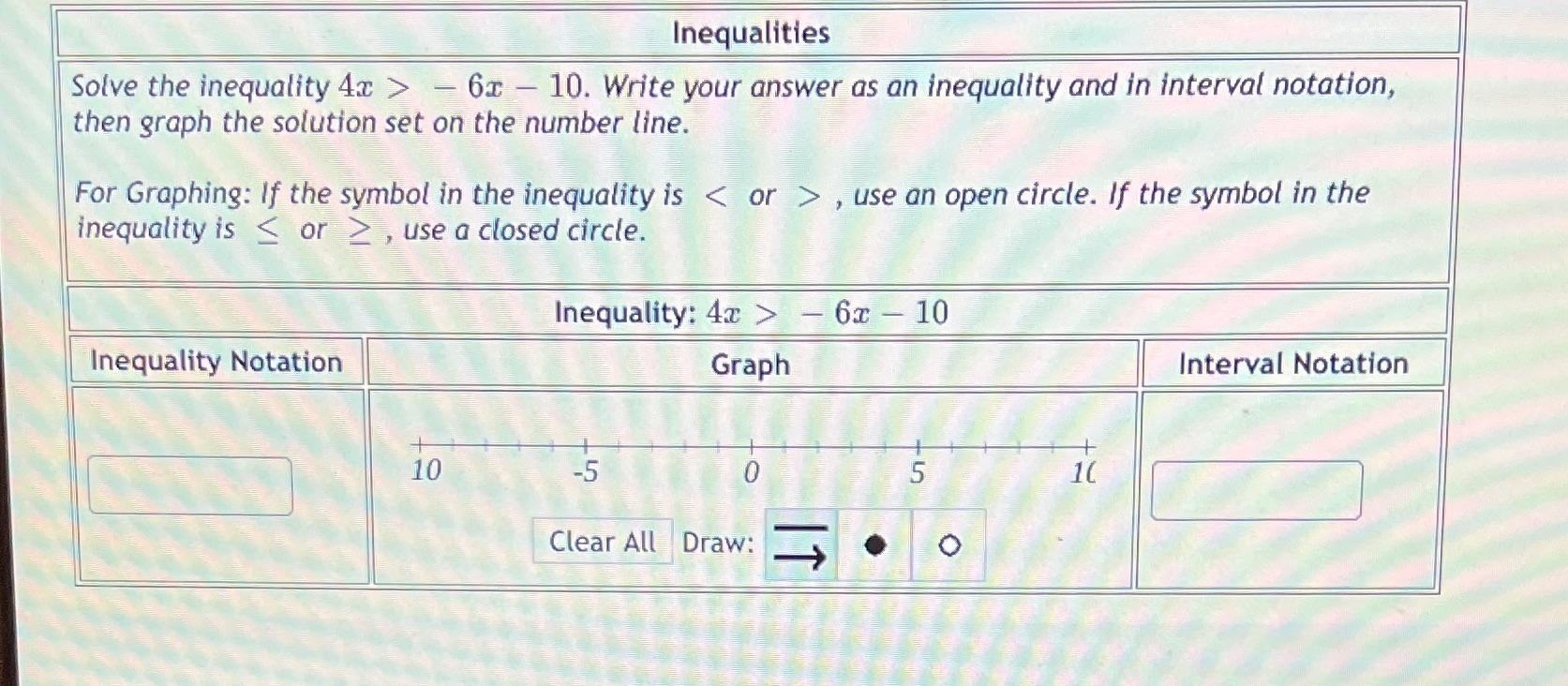 Inequalities Solve the inequality 4x  style=