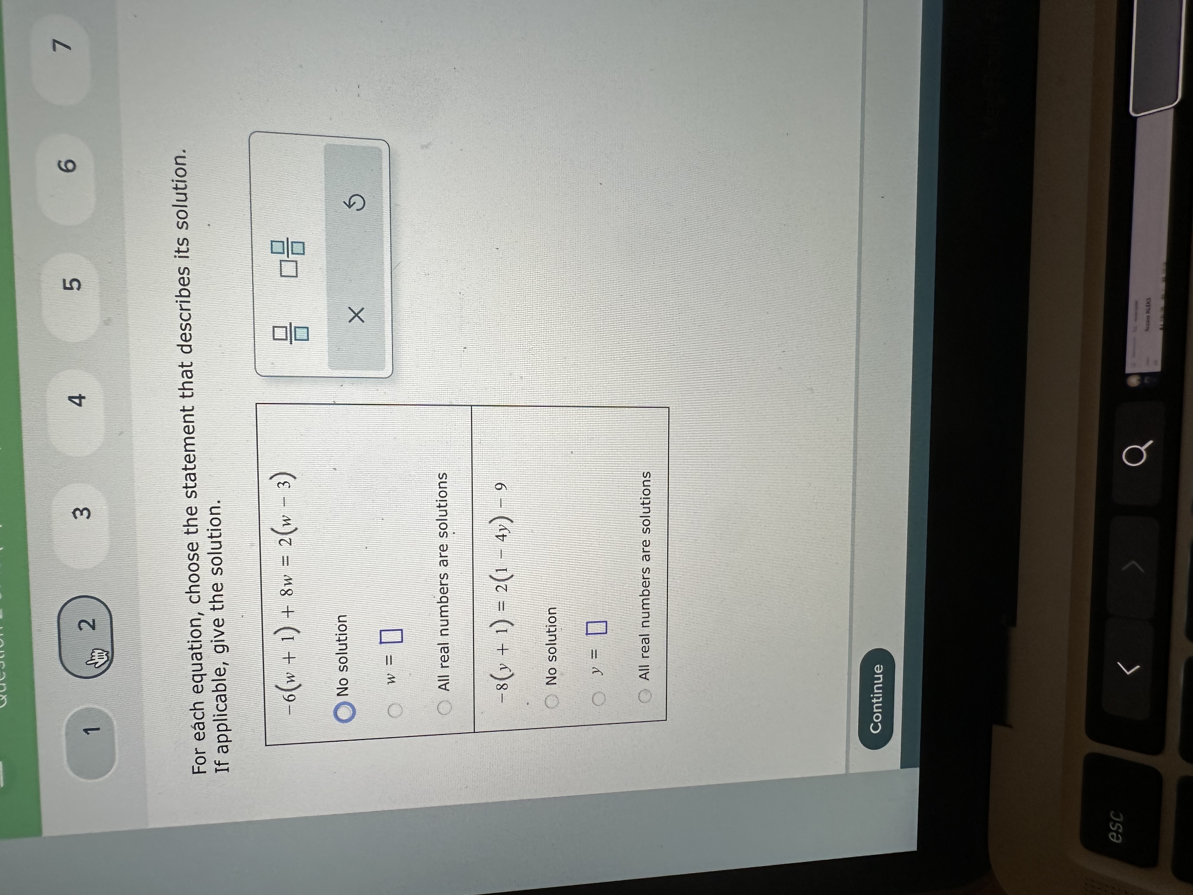 6 7 3 4 5 For each equation, choose the statement
