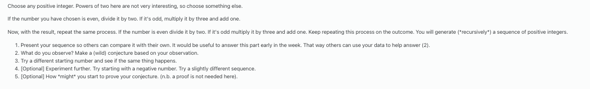 Choose any positive integer. Powers of two here