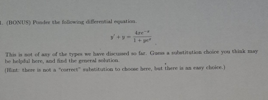 I am unsure about this problem. (BONUS) Ponder
