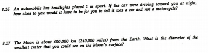 8.16 An automobile has headlights placed 1 m