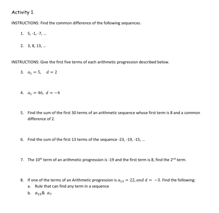 Activity 1. INSTRUCTIONS: Find the common