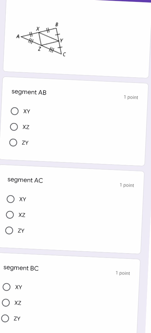 Name the segment that is parallel to the given