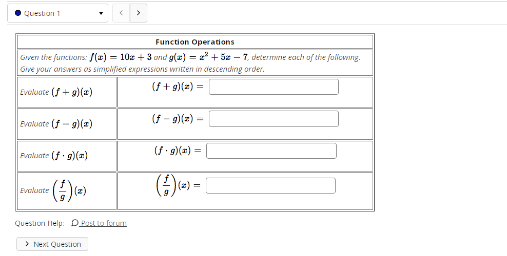 I need help with these functions assignments .