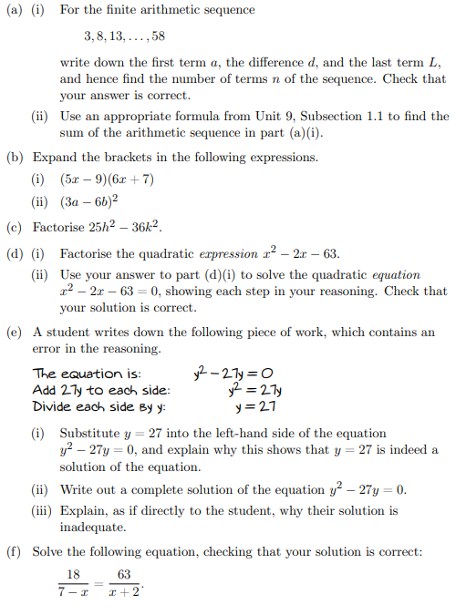 (a) (i) For the finite arithmetic sequence 3, 8,