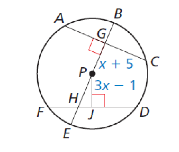 7. In the diagram, AC = FD = 30, PG = x + 5, and