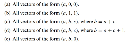 determine which of the following are subspaces of