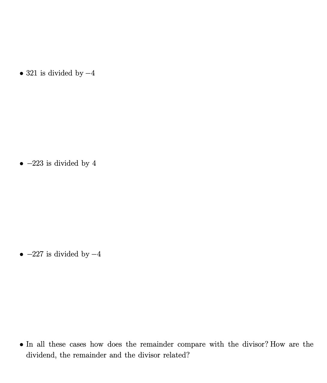 o 321 is divided by 4 o 223 is divided by 4 o 227