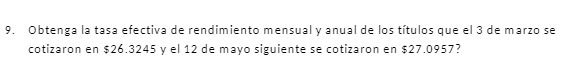 9. Obtenge la tase efective de rendimiento