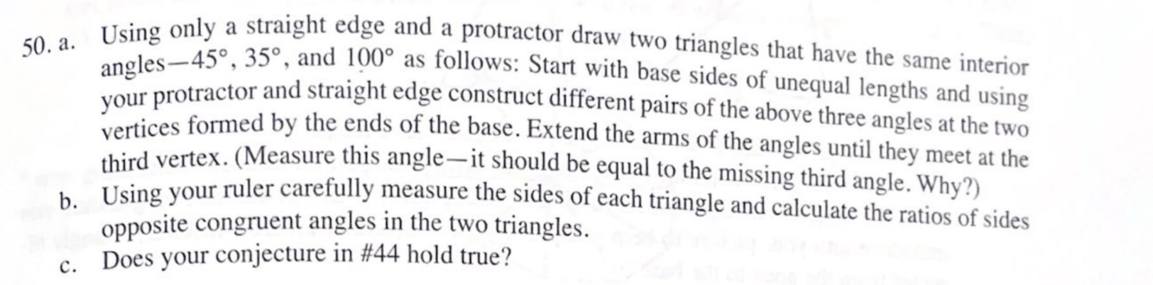need help 50. a. Using only a straight edge and a