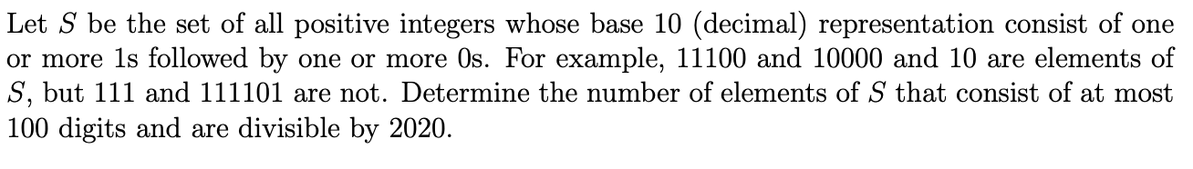 Let S be the set of all positive integers whose