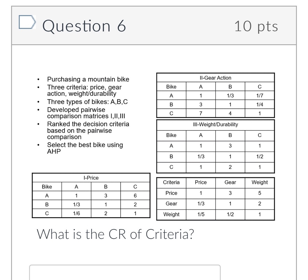 D Question 6 10 pts Purchasing a mountain bike
