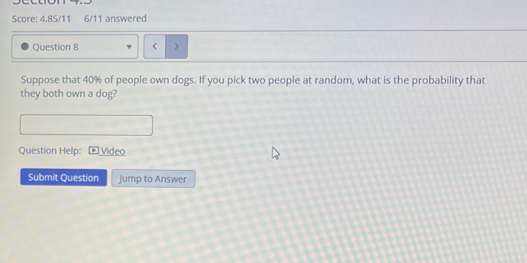 ELIOTT Score: 4.85/11 6/11 answered Question 8