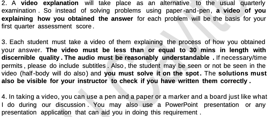 2. A video explanation will take place as an