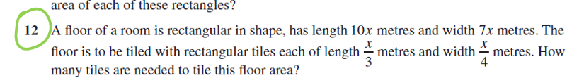 area of each of these rectangles? 12 A floor of a