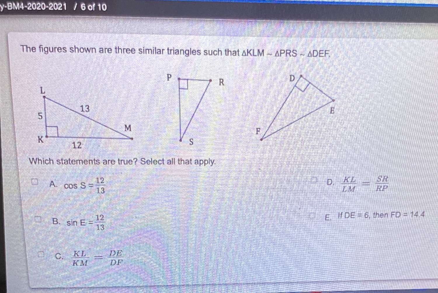 y-BM4-2020-2021 / 6 of 10 The figures shown are
