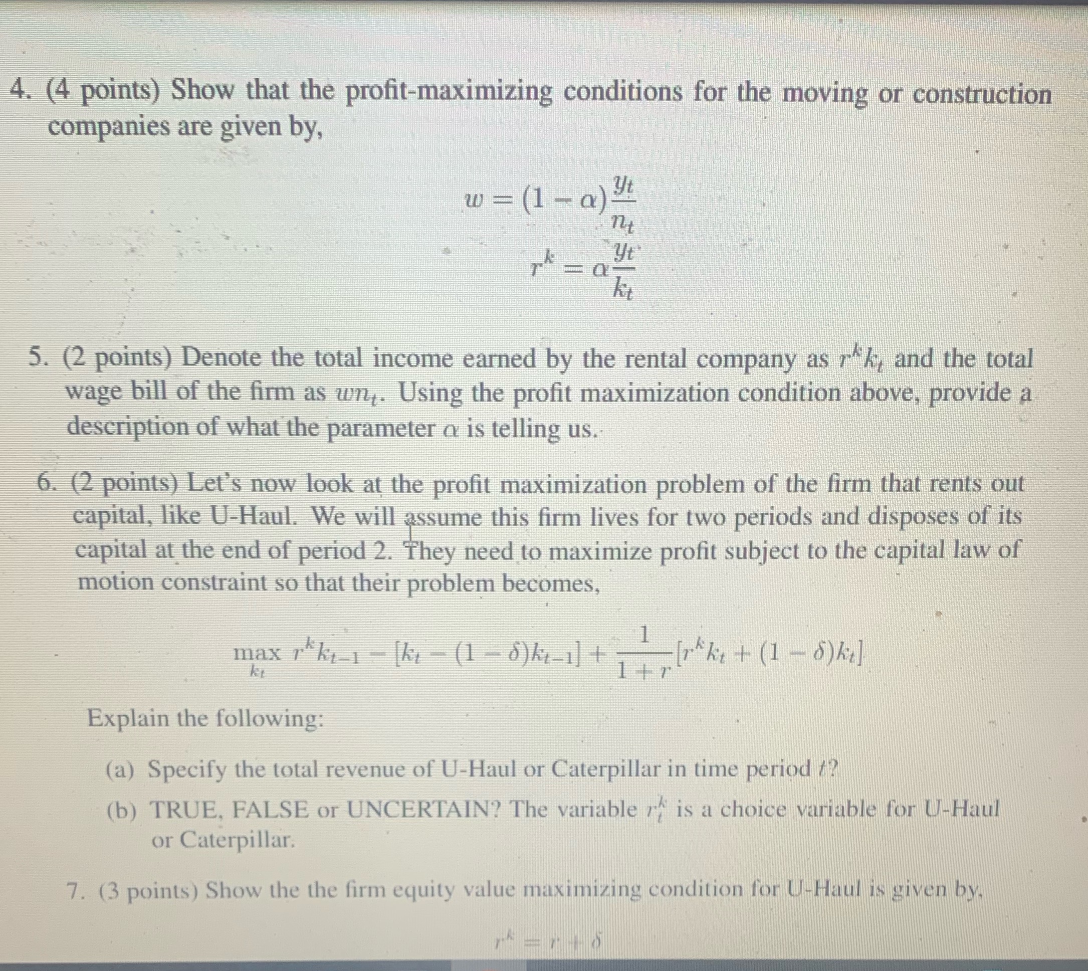 Macroeconomics 4. (4 points) Show that the