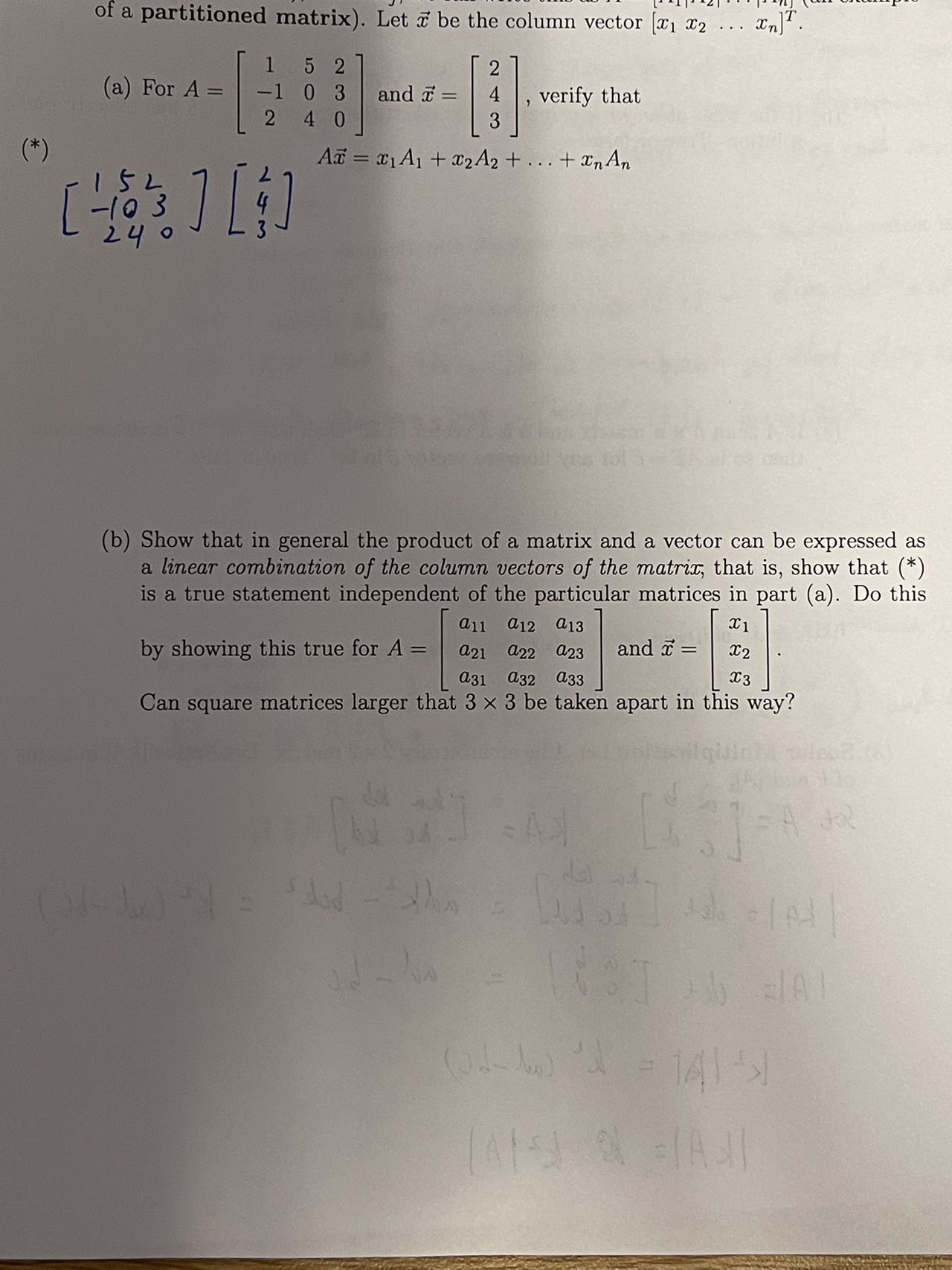 of a partitioned matrix). Let a be the column