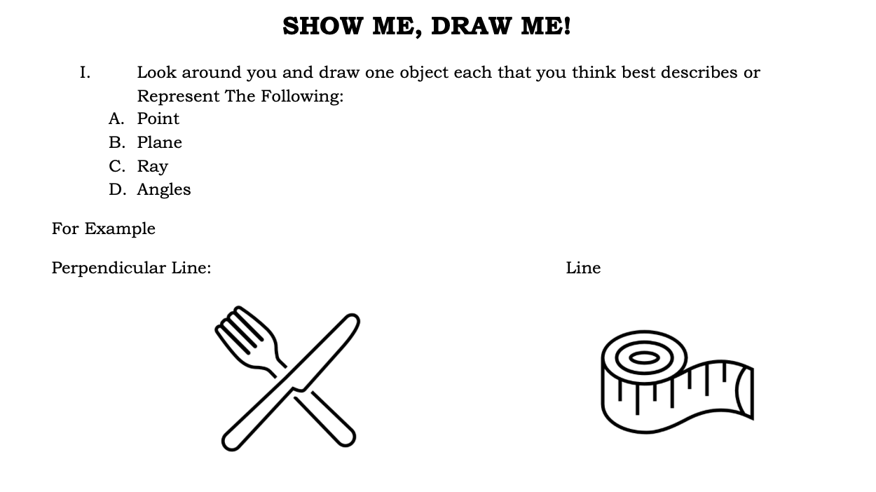 answer the ffg SHOW ME, DRAW ME! I. Look around