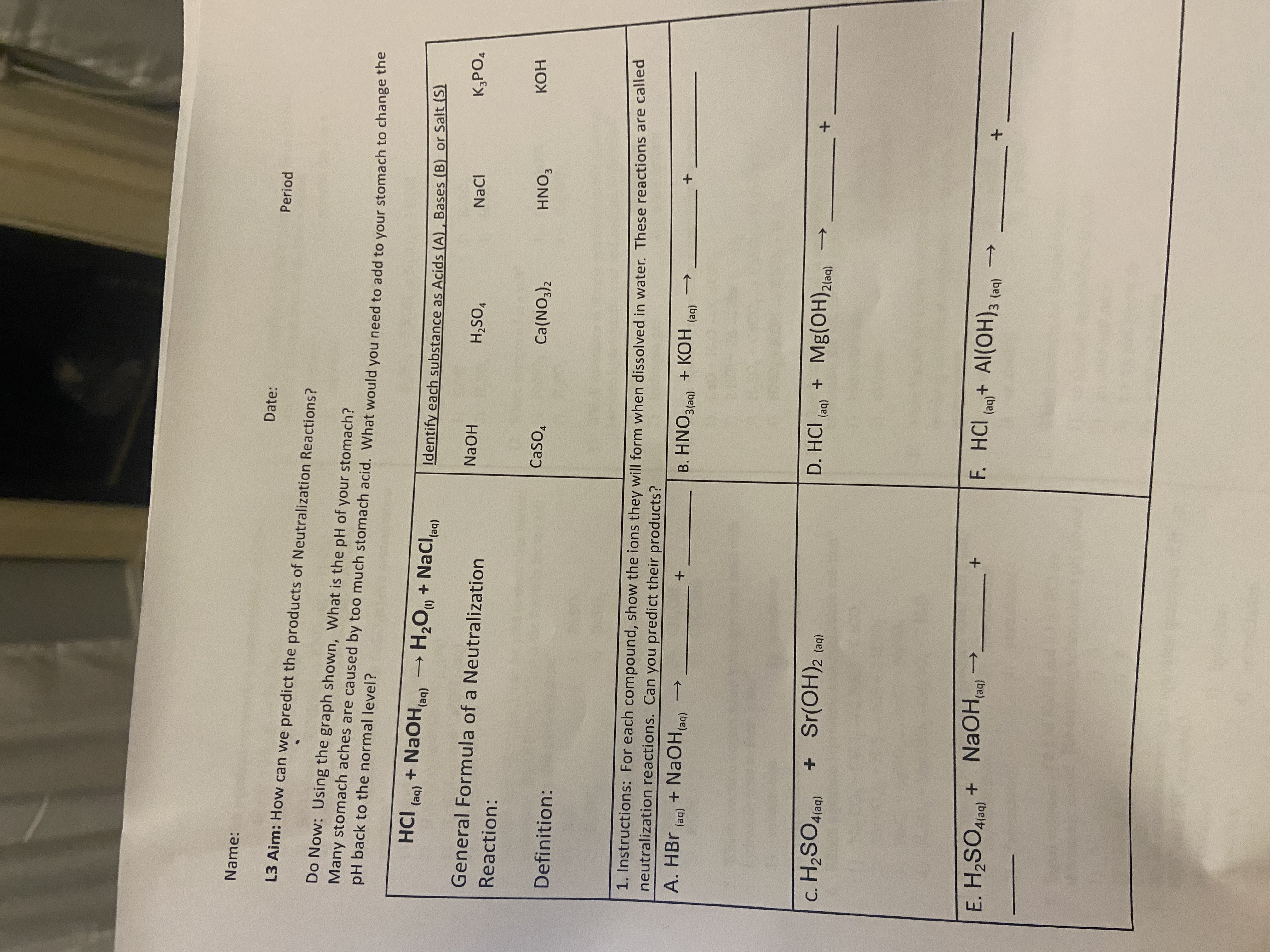 Name: Date: Period L3 Aim: How can we predict the