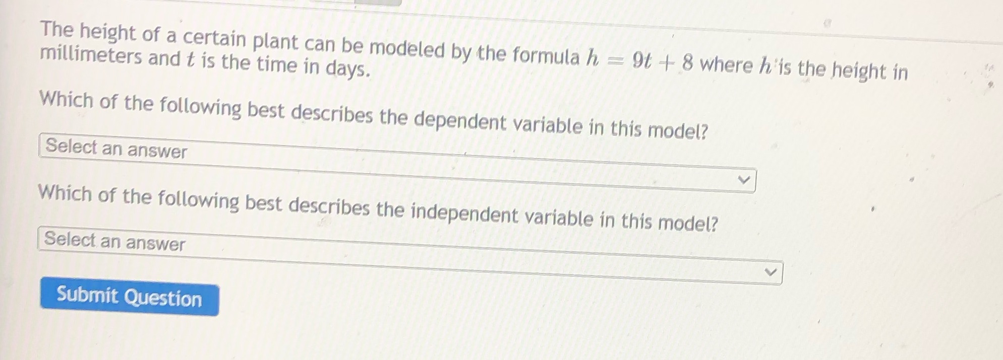 :2 M + 8 where [215 the height in Which of the