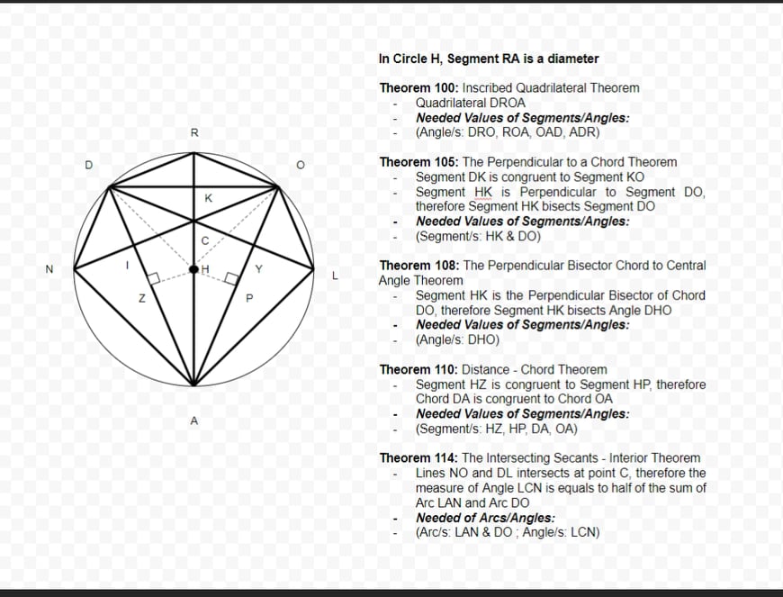 Find the angle and segment with solutions. You
