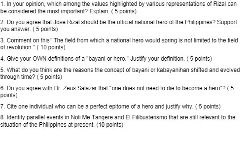 1. In your opinion, which among the values