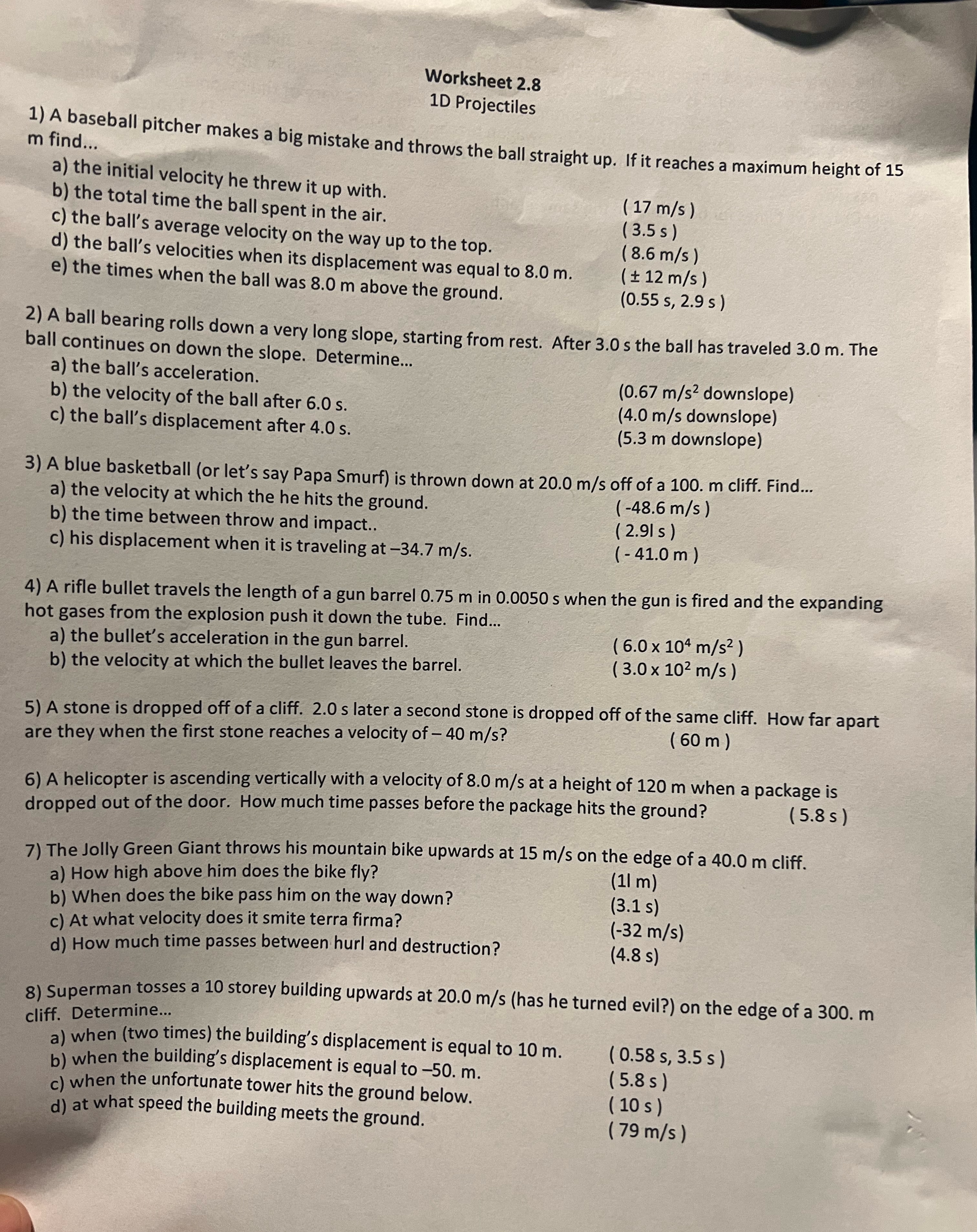 Answer the question please Worksheet 2.8 1D
