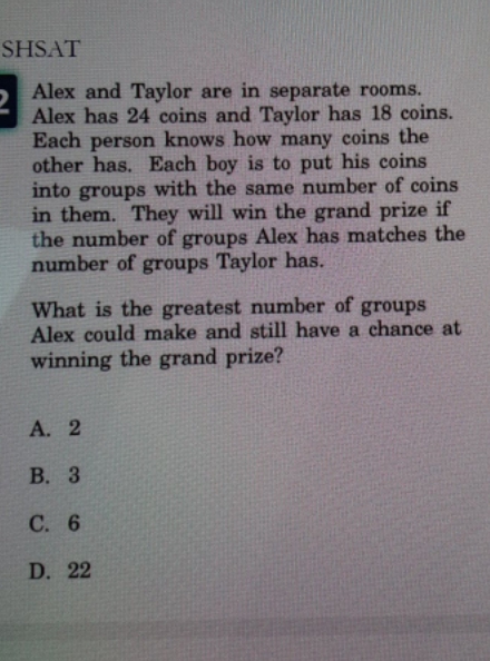 its a word problem man SHSAT Alex and Taylor are