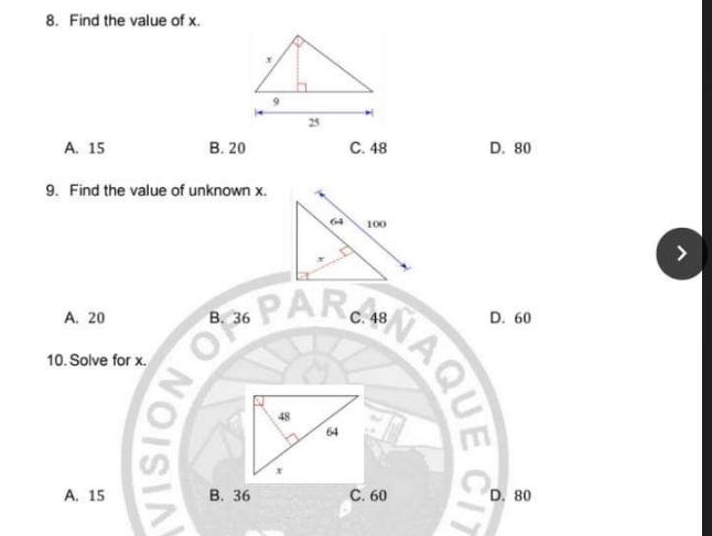 Choose letter that corresponds to the cprrect