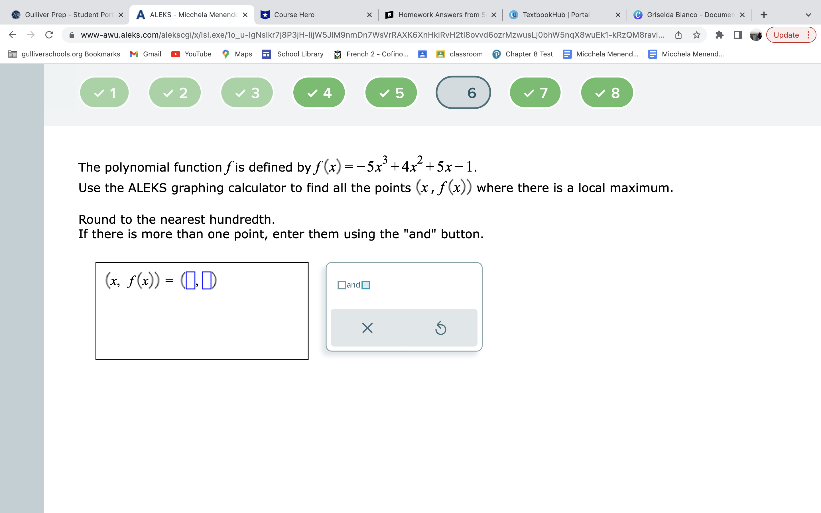 Gulliver Prep - Student Port X A ALEKS - Micchela