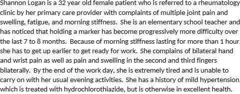 Shannon Logan is a 32 year old female patient who