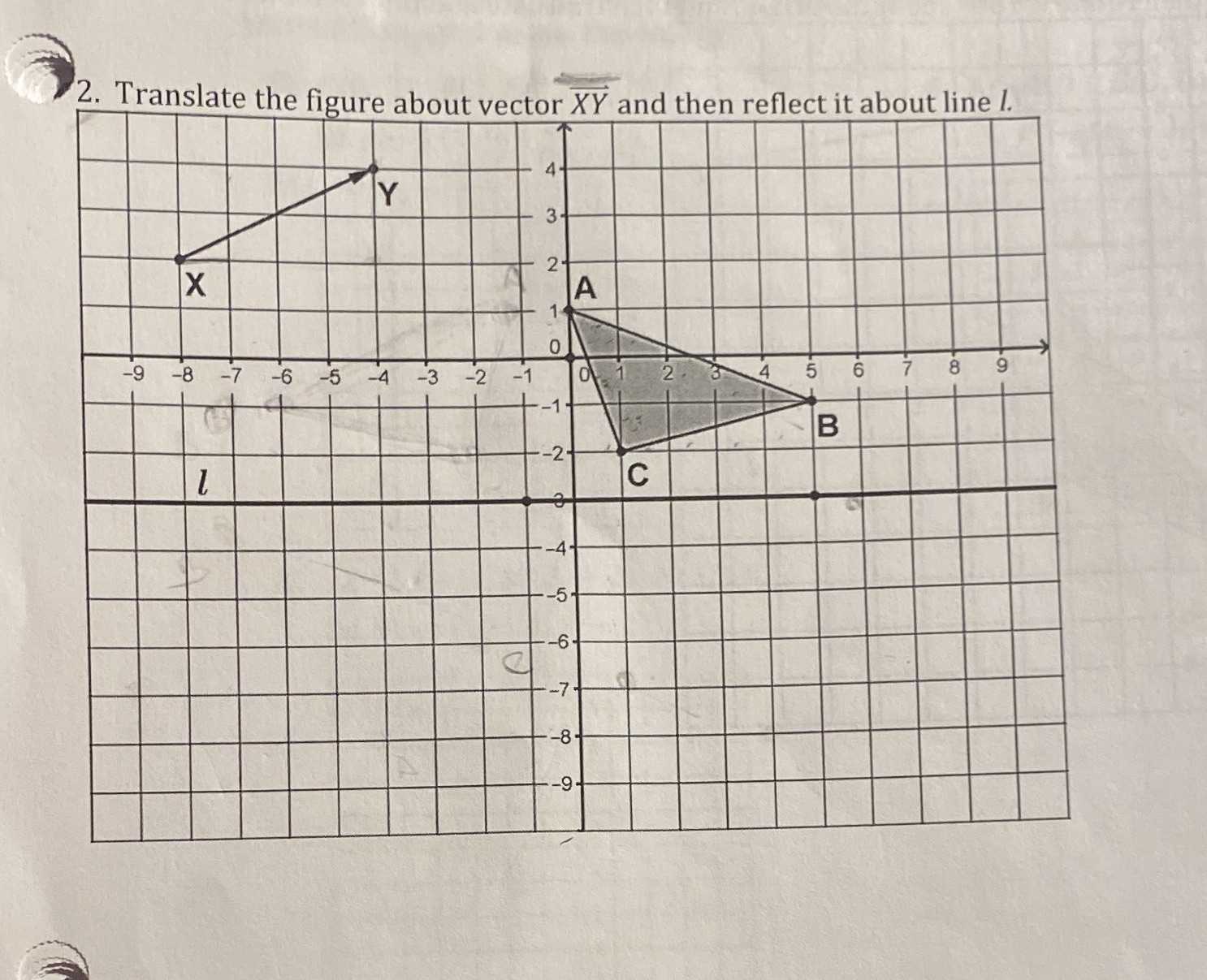 2. Translate the figure about vector XY and then