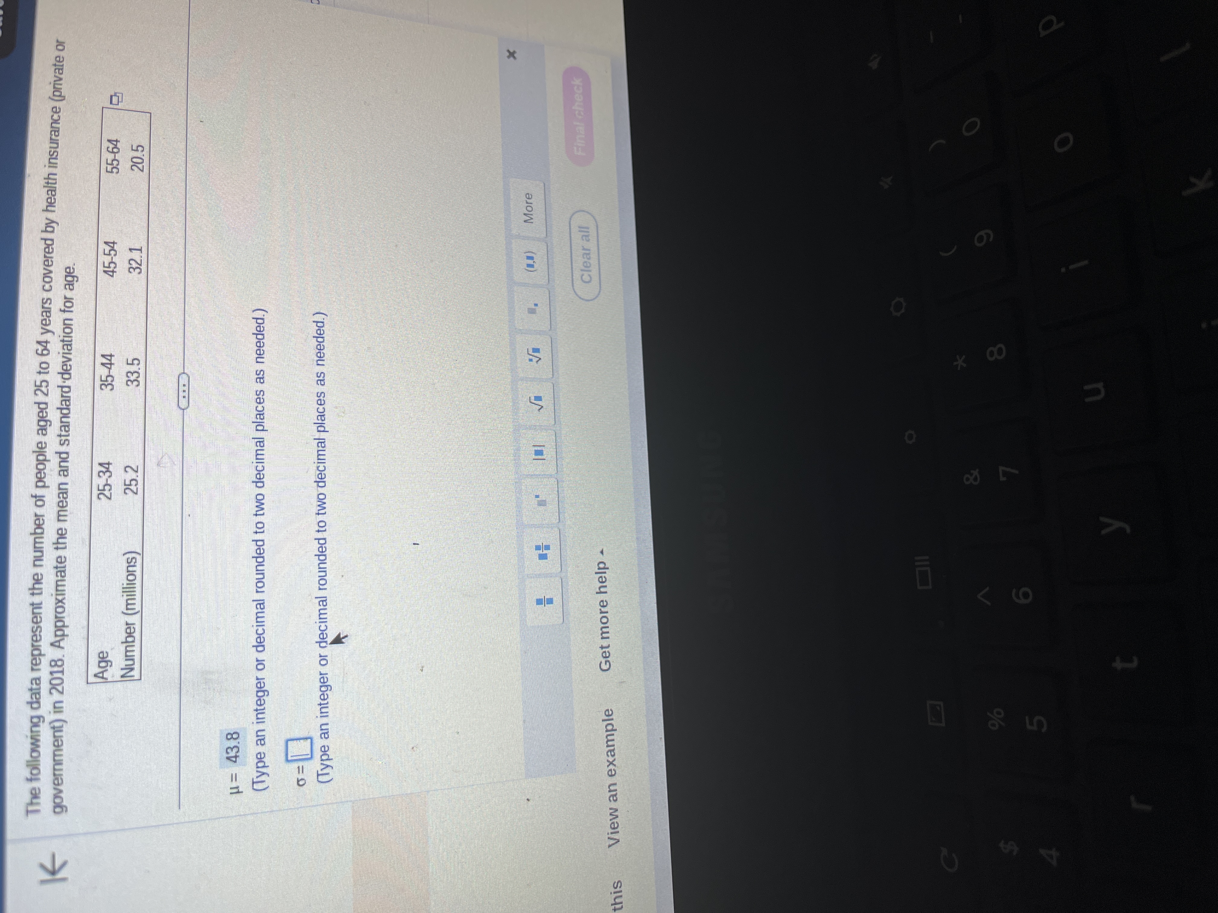 K The following data represent the number of