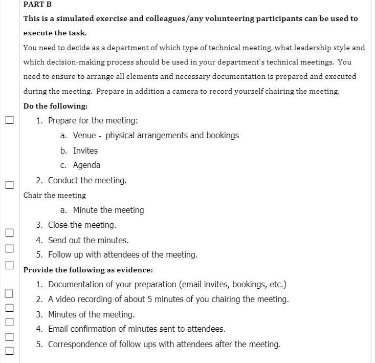 PART B This is a simulated exercise and