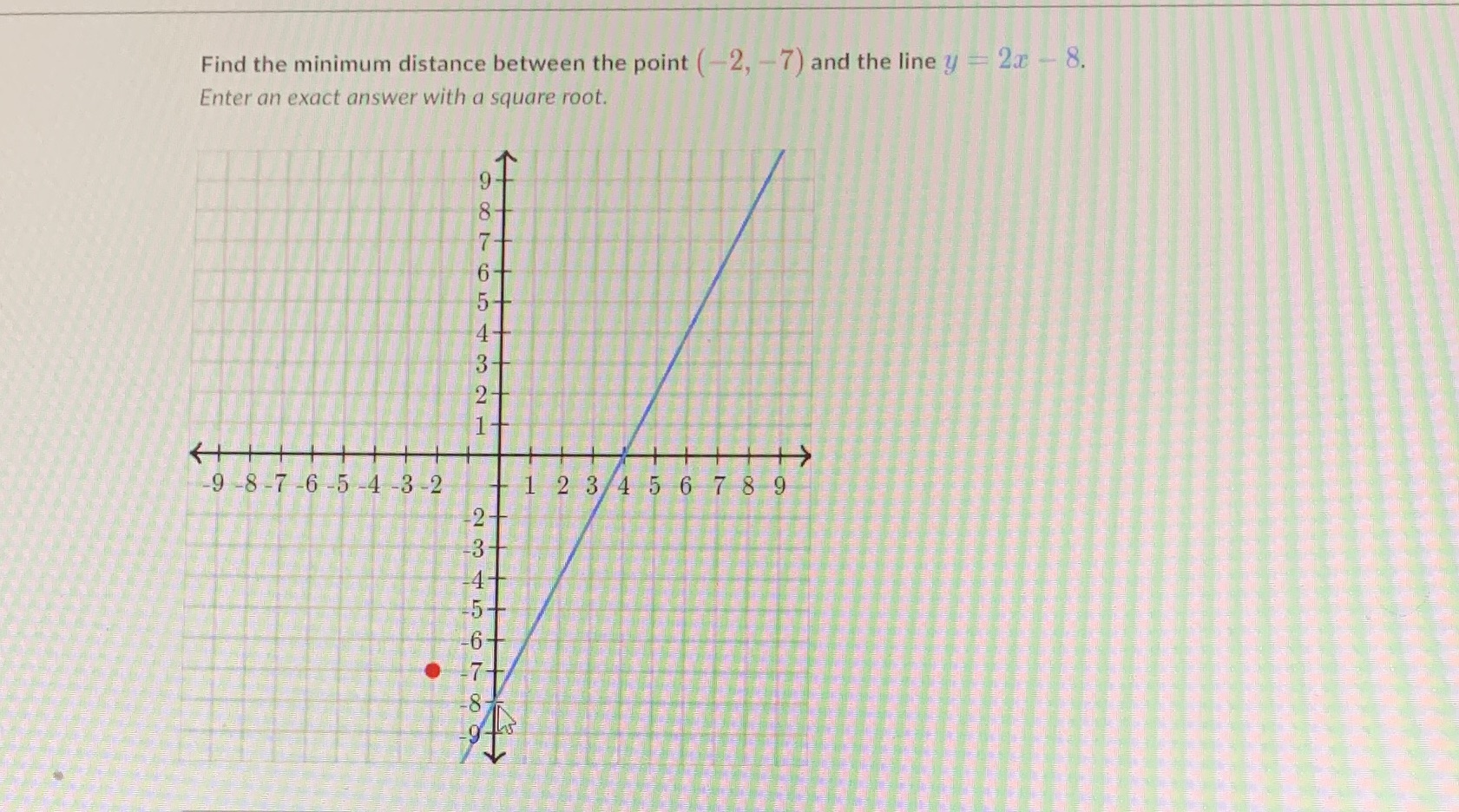 Find distance between point and line Find the