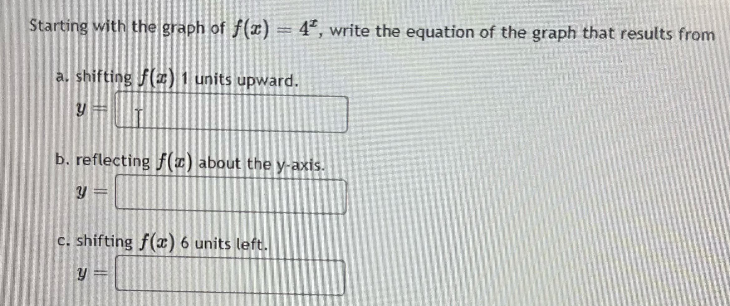 Graph shift Starting with the graph of f (I) =