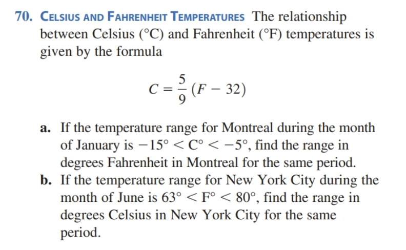 70. CELSIUS AND FAHRENHEIT TEMPERATURES The