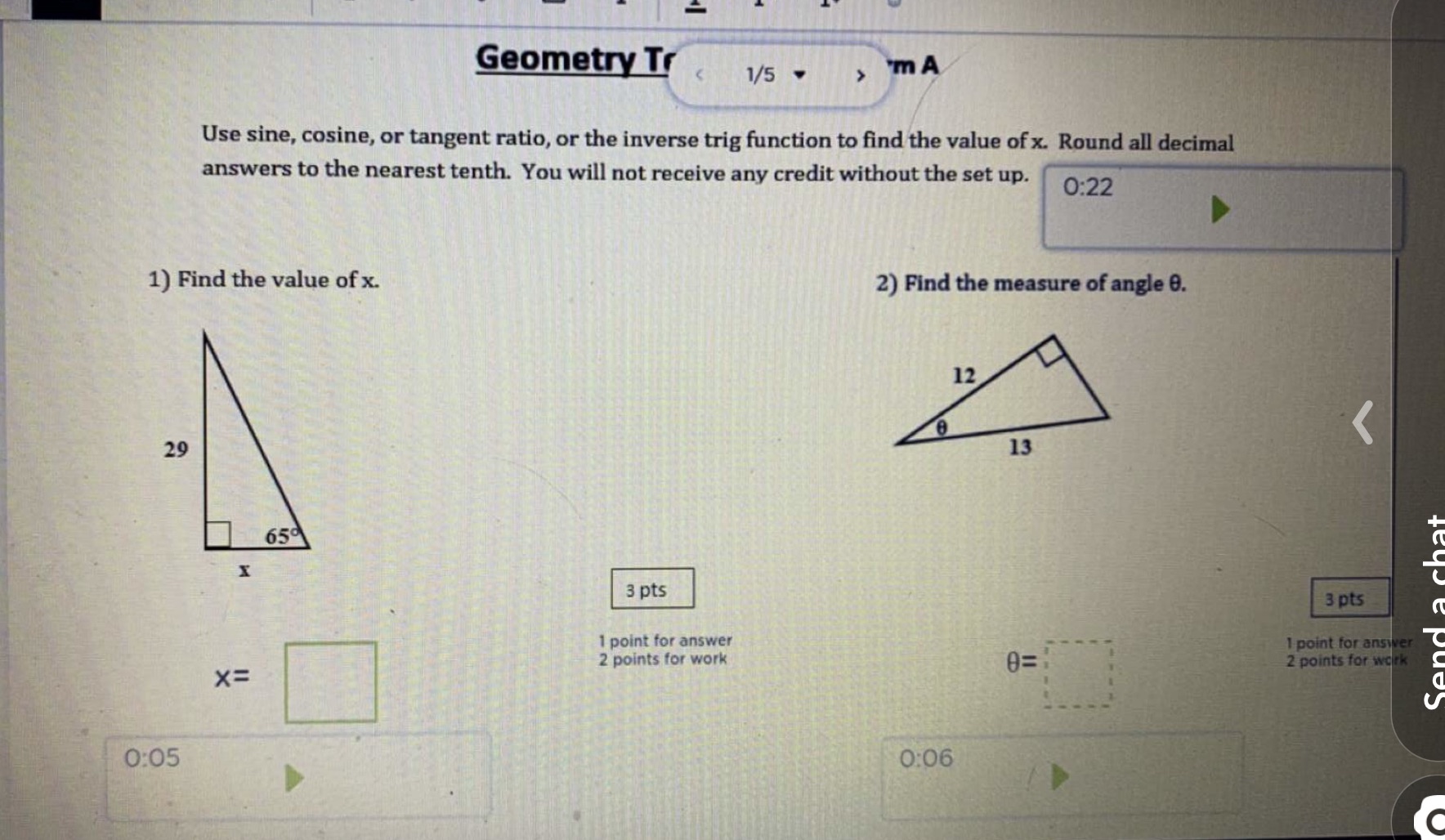 Geometry Tr 1/5 - m A Use sine, cosine, or