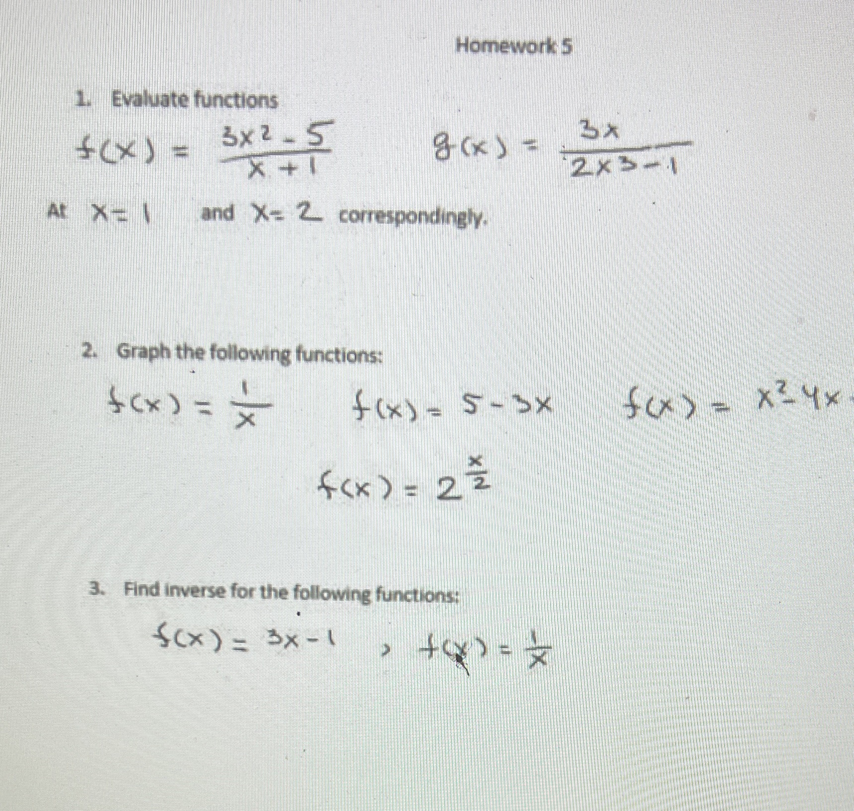 Can you type no handwriting Homework 5 1.