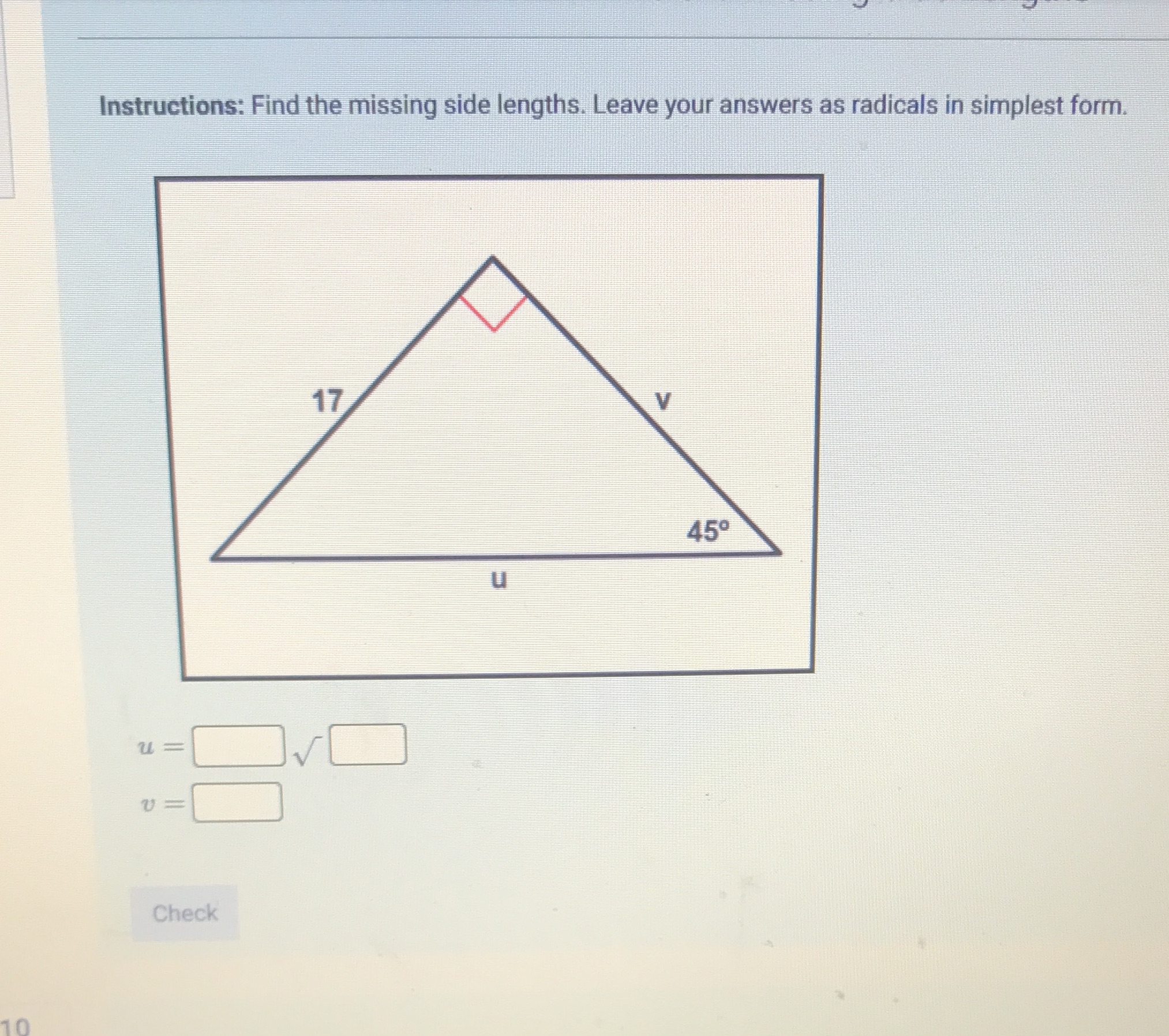 Instructions: Find the missing side lengths.