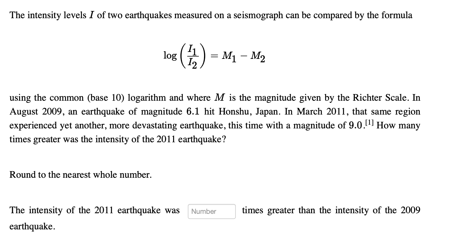need help The intensity levels I of two