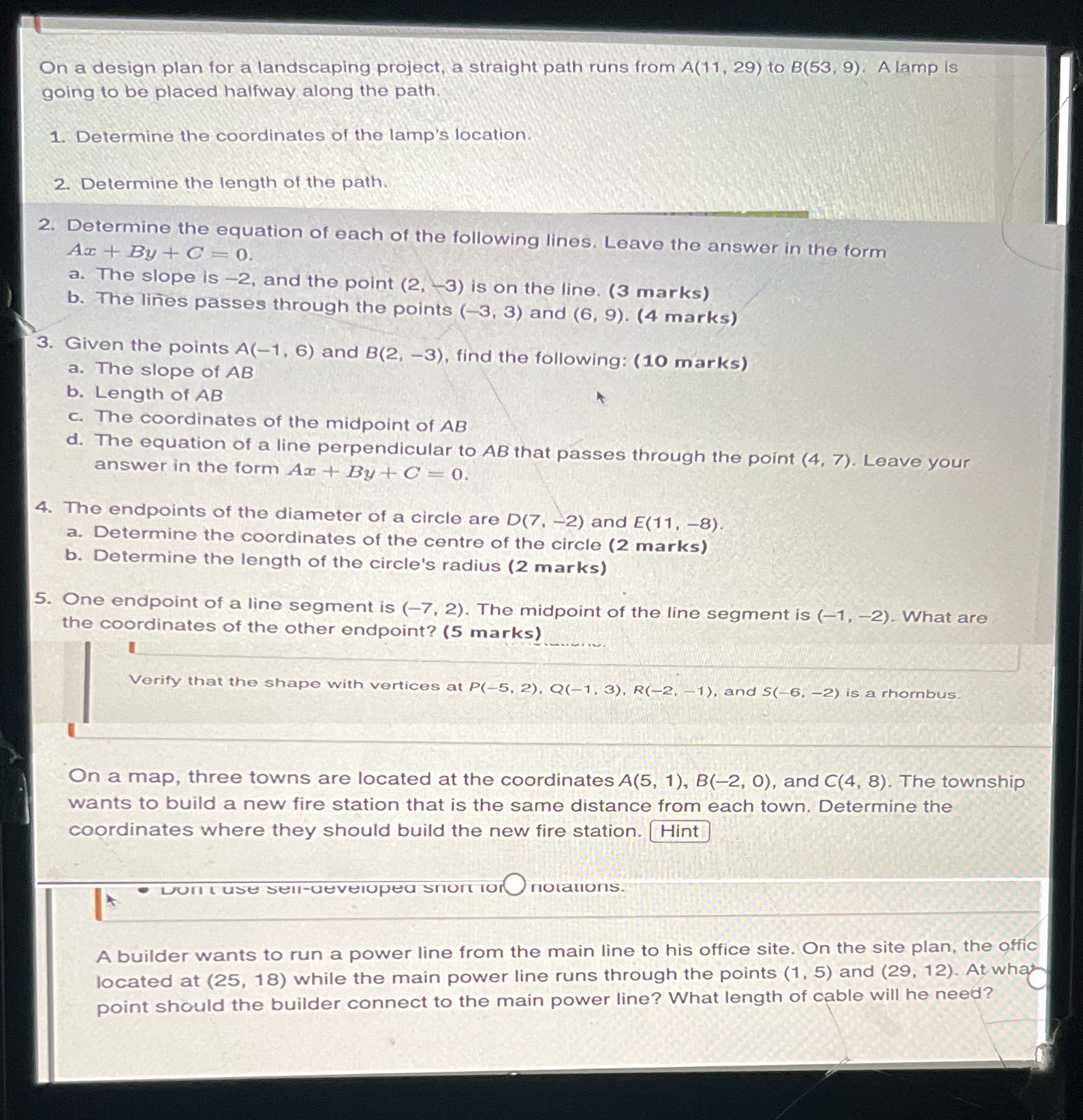 On a design plan for a landscaping project, a