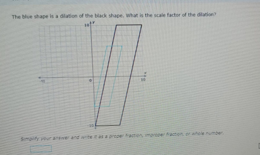 dilation scale factor and classification The blue