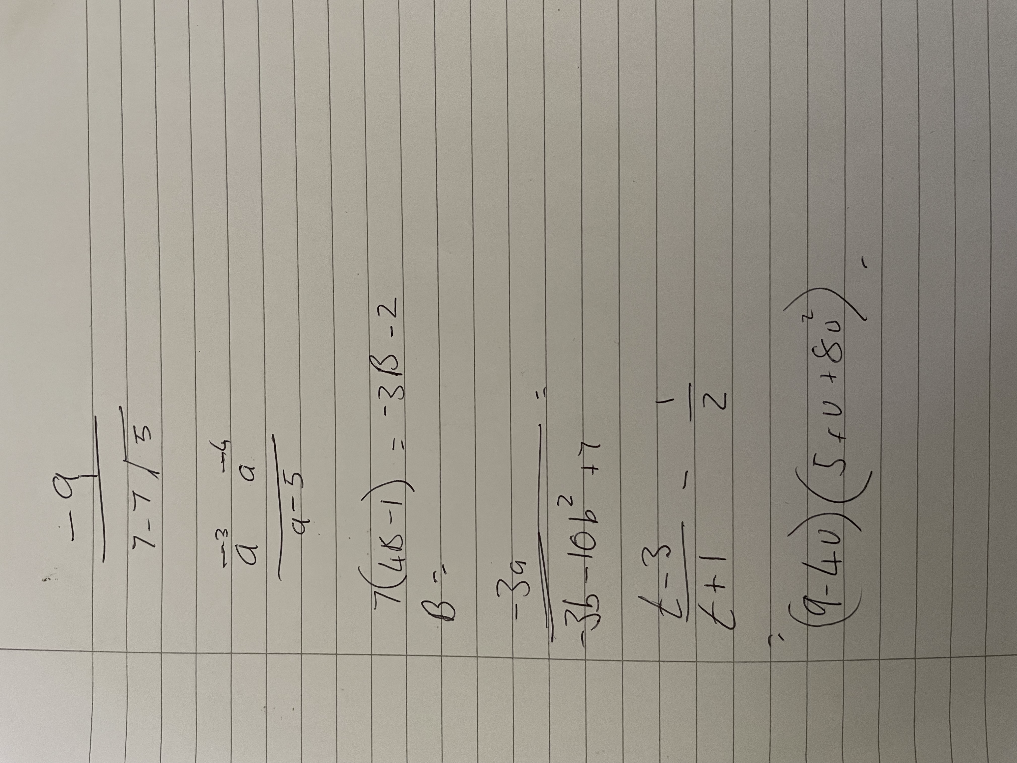 7 - 71 5 9- 5 7 ( 41 - 1 ) =- 3 B - 2 3 - 36 -1ob