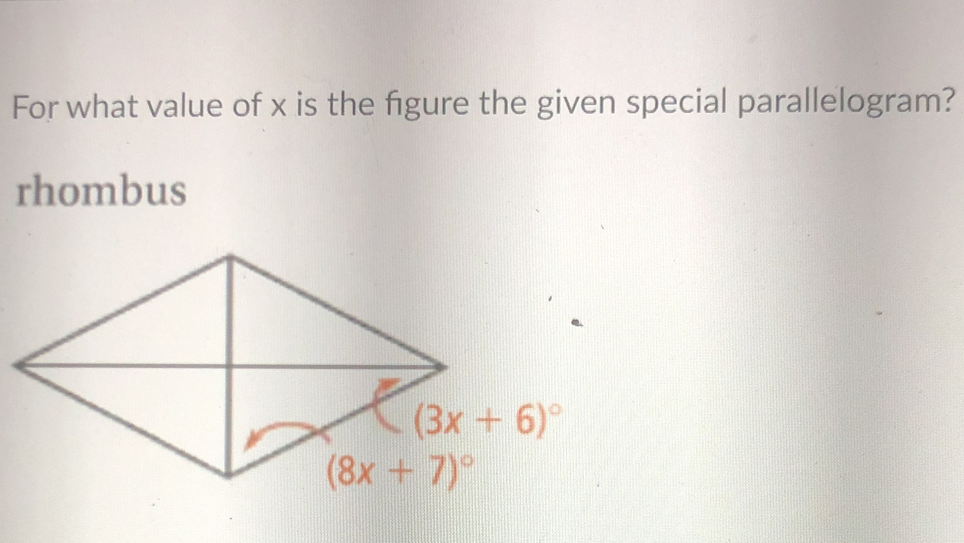 solve . For what value of x is the figure the