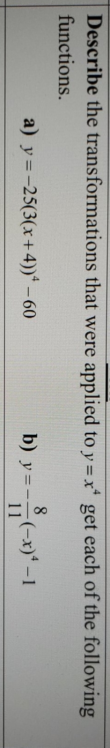 function describe Describe the transformations