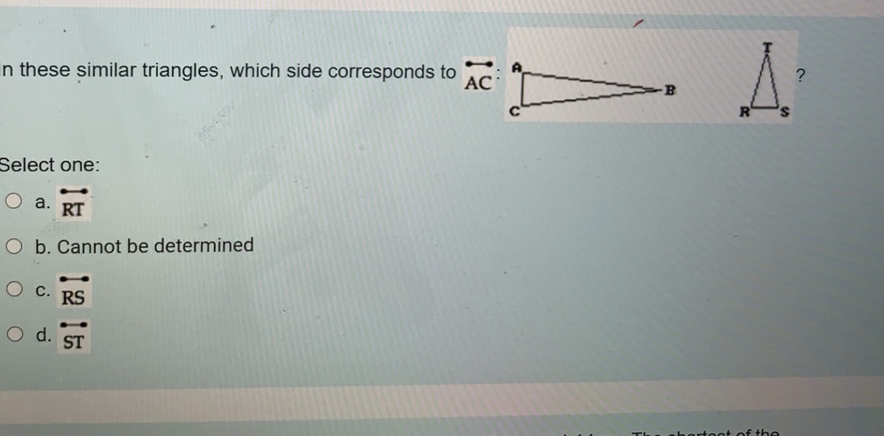 In these similar triangles, which side